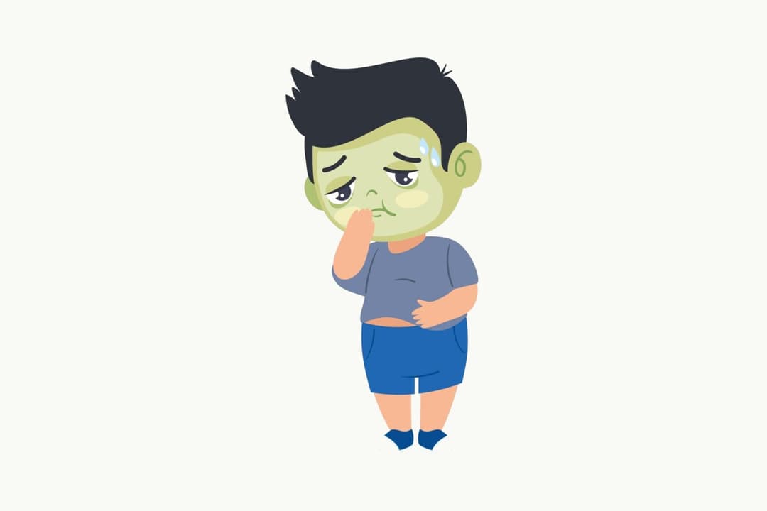 Ilustrație a unei persoane cu greață, ducând mâna la gură și ținându-se de stomac – vizual pentru articolul despre grețuri și vărsături: cauze, complicații și semnale de alarmă.